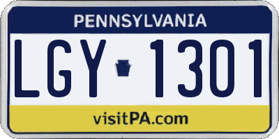 PA license plate LGY1301