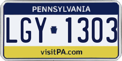 PA license plate LGY1303