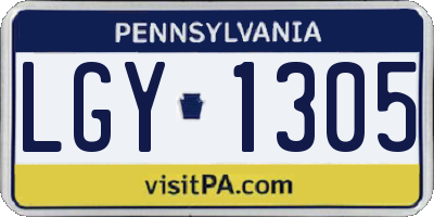 PA license plate LGY1305