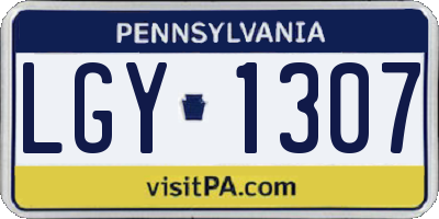 PA license plate LGY1307