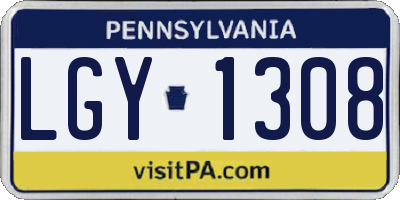 PA license plate LGY1308