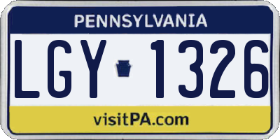 PA license plate LGY1326