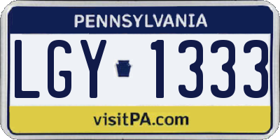PA license plate LGY1333