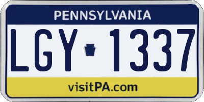 PA license plate LGY1337