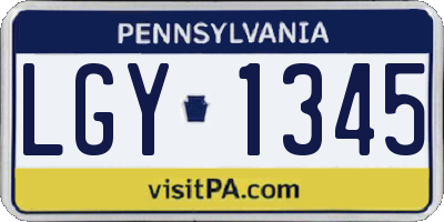 PA license plate LGY1345