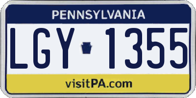 PA license plate LGY1355