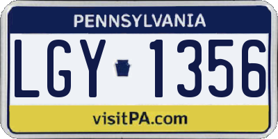 PA license plate LGY1356
