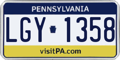 PA license plate LGY1358