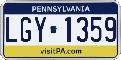 PA license plate LGY1359