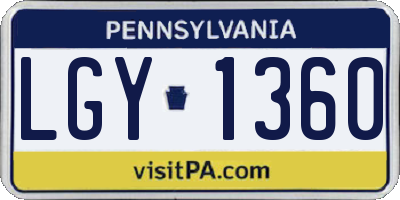PA license plate LGY1360