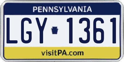 PA license plate LGY1361