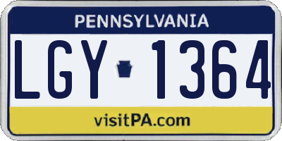PA license plate LGY1364