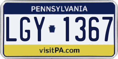 PA license plate LGY1367