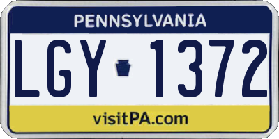 PA license plate LGY1372