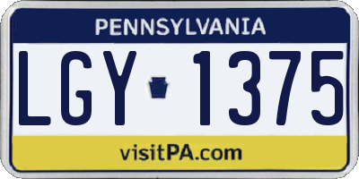 PA license plate LGY1375