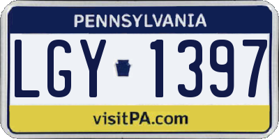 PA license plate LGY1397