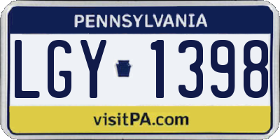 PA license plate LGY1398
