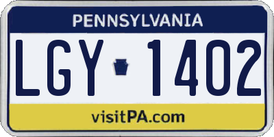 PA license plate LGY1402