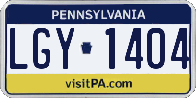 PA license plate LGY1404