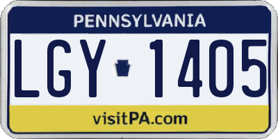 PA license plate LGY1405