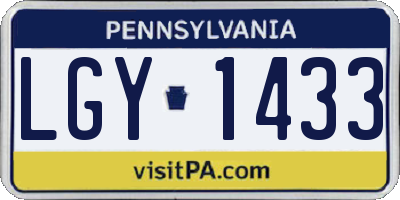 PA license plate LGY1433