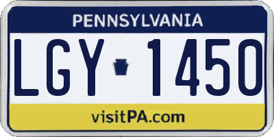 PA license plate LGY1450