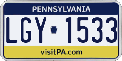 PA license plate LGY1533