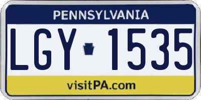 PA license plate LGY1535