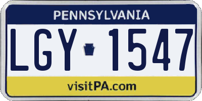 PA license plate LGY1547