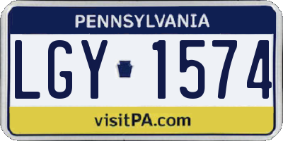 PA license plate LGY1574