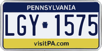 PA license plate LGY1575