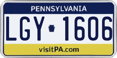 PA license plate LGY1606