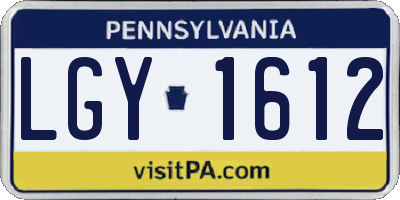 PA license plate LGY1612