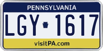 PA license plate LGY1617