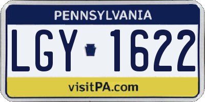 PA license plate LGY1622