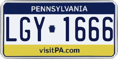 PA license plate LGY1666