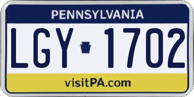 PA license plate LGY1702