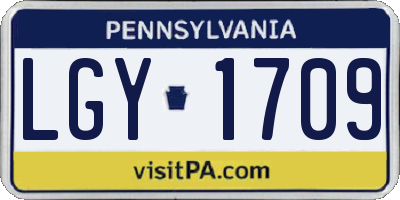 PA license plate LGY1709