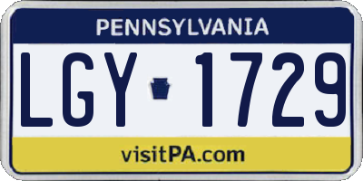 PA license plate LGY1729