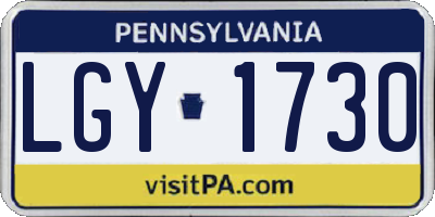 PA license plate LGY1730