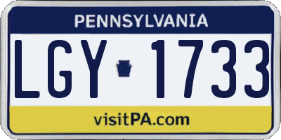 PA license plate LGY1733