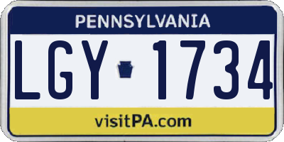 PA license plate LGY1734
