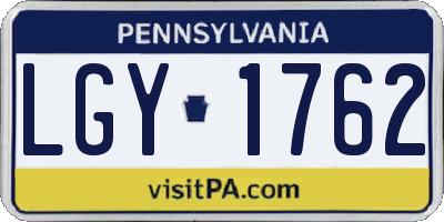 PA license plate LGY1762
