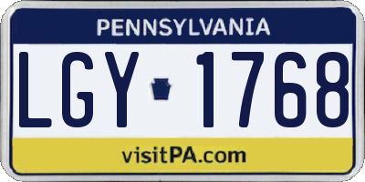 PA license plate LGY1768