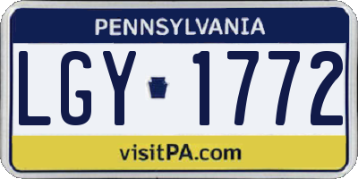 PA license plate LGY1772