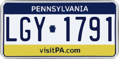 PA license plate LGY1791