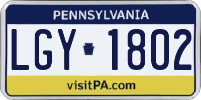 PA license plate LGY1802