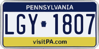 PA license plate LGY1807