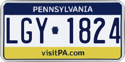 PA license plate LGY1824