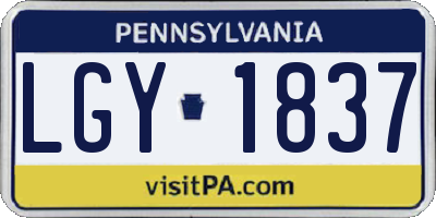 PA license plate LGY1837